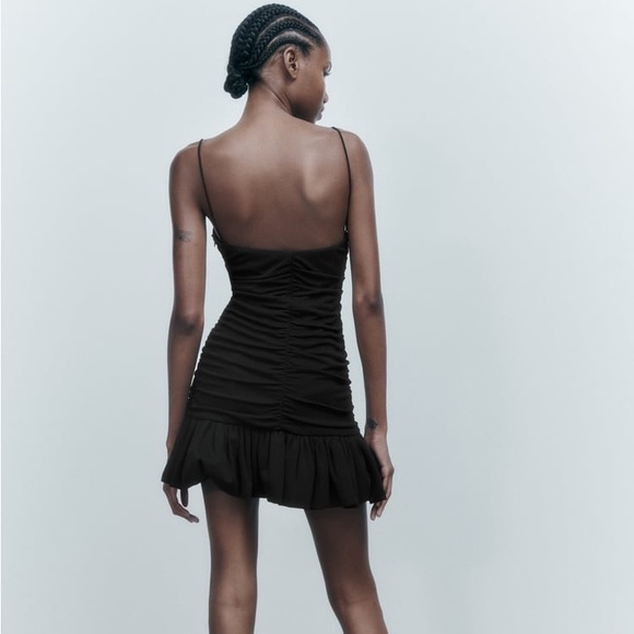 ZARA RUFFLED RUCHED DRESS - Picture 3 of 5
